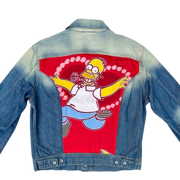 Diesel Upcycled Homer Simpson Denim Jacket Size L Iconic Geek Pop Culture - Picture 5 of 16